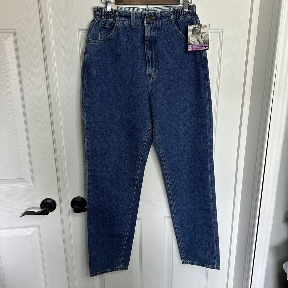 Vintage Lee Womens sz 6 Jeans Denim Medium Wash High Rise Elastic Waist New